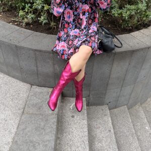 Botas Cowgirl Rosa Metalico