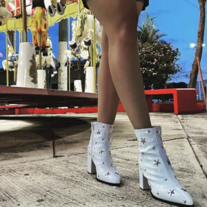 Botas Charol Estrellas Blanco