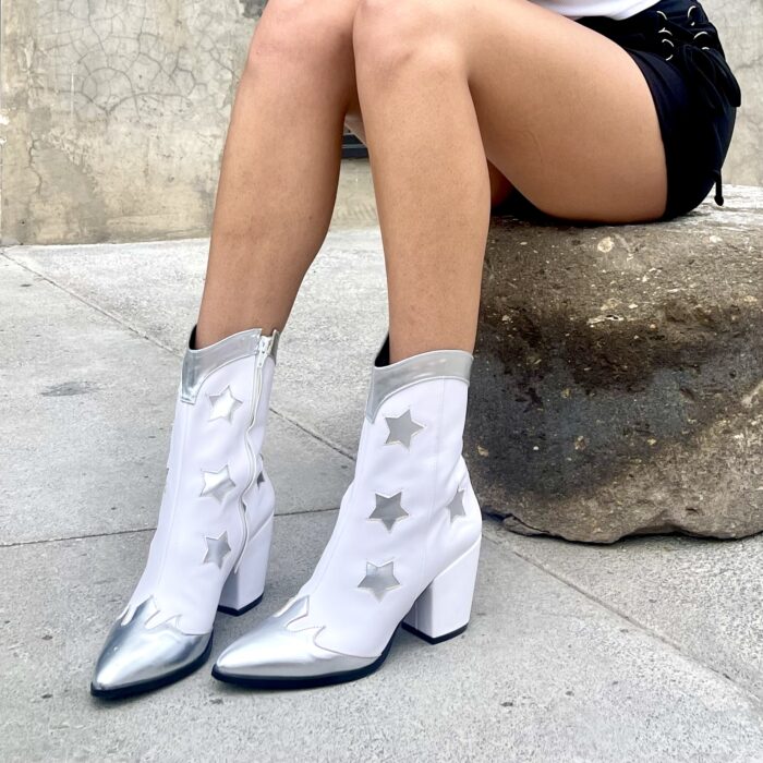 Botas Cowgirl Estrellas Blanco